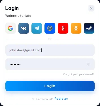 1win sign in via email